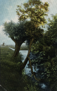 15293 Gezicht op een sloot met begroeiing tussen weilanden te Westbroek. N.B. De gemeente Westbroek is per 1 januari ...